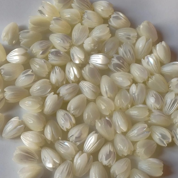 33A. Gold Filled Pink Coral & Mother of Pearl Pikake Bead Handmade Earrings - Picture 4 of 4